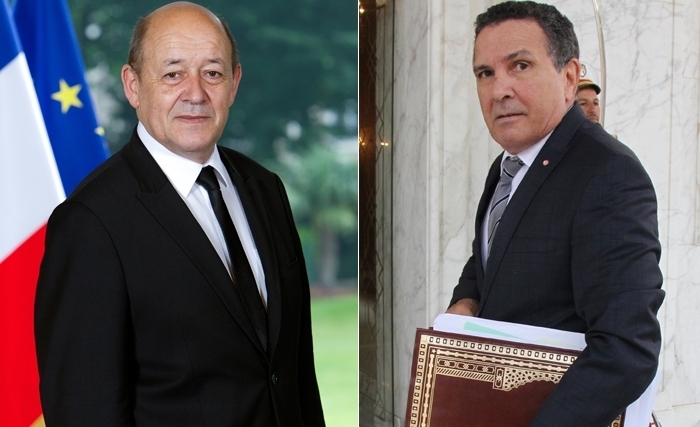 Jean Yves Le Drian et Ferhatg Horchani Jean Yves Le Drian et Ferhatg Horchani