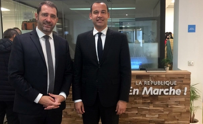 Yassine Brahim chez Christophe Castaner au siège de La République en Marche 